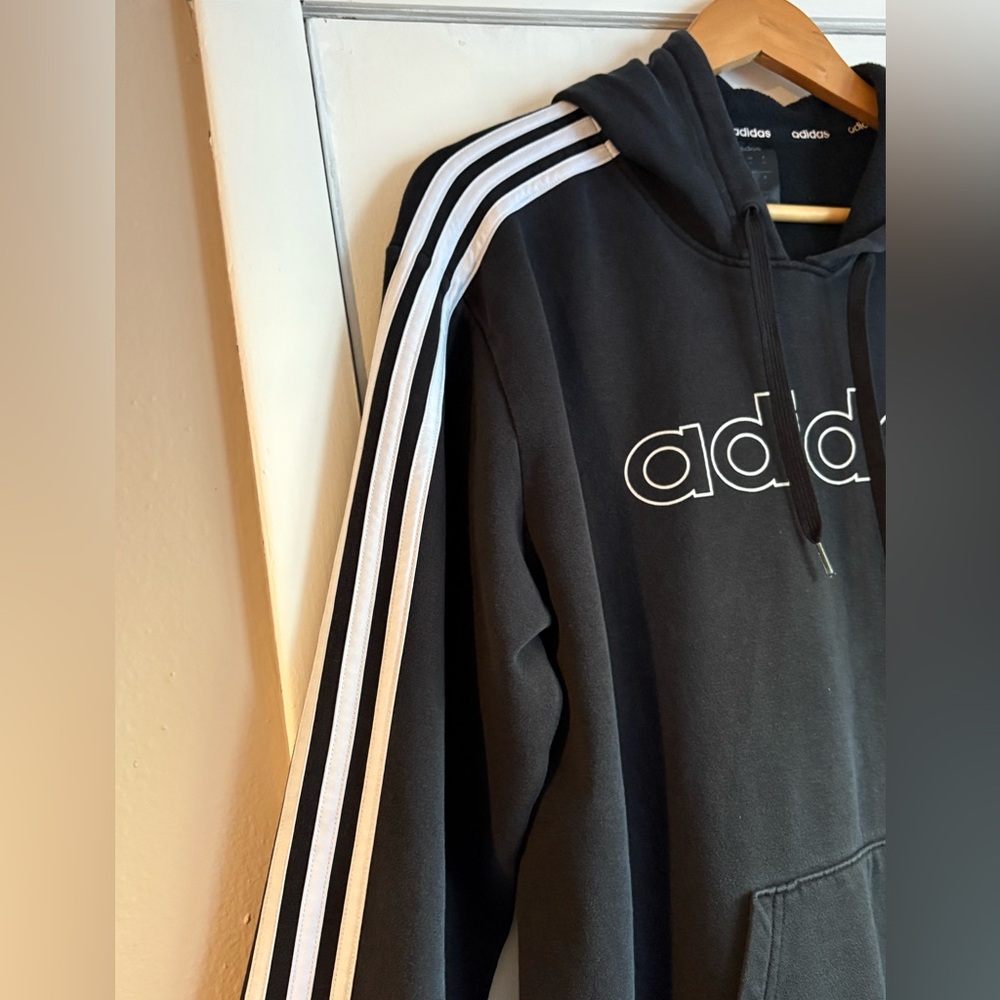 Adidas Black Hoodie with White Accents - Picture 6 of 7
